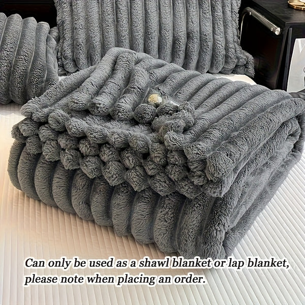 1pc Thickened Blanket Soft And Comfortable Faux Rabbit Hair Reversible Blanket Thermal Fleece Blanket Nap Blanket Air Conditioning Blanket Office Outdoor Camping Gift Blanket Perfect For All Seasons