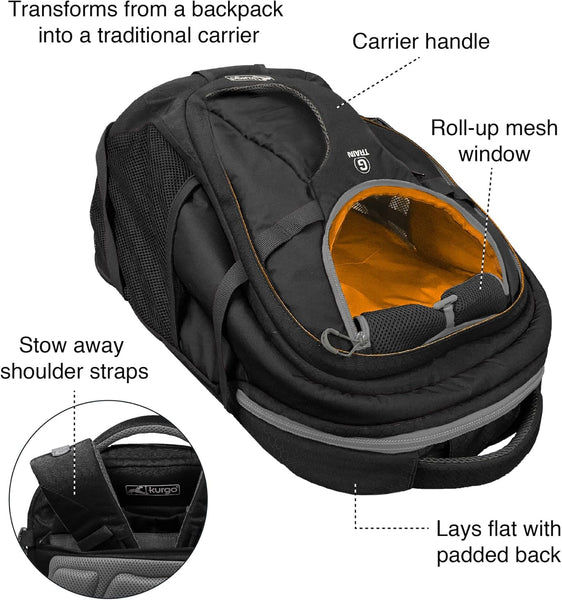 Kurgo G-Train Pack, Carrier Backpack for Small Dogs and Cats, Ideal for Hiking or Travel, Waterproof Bottom, Chili Red