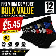 12 Pairs -Mens Cotton Rich Crew Socks | Honeycomb Comfortable Non-Tight Top Soft Breathable Stretch | Fit UK Size 6-11 | Everyday Casual Work Sports Running Gym Socks