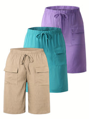 Circle 3pcs Set Standard Size Women's Shorts Casual Beach Pants with Pockets