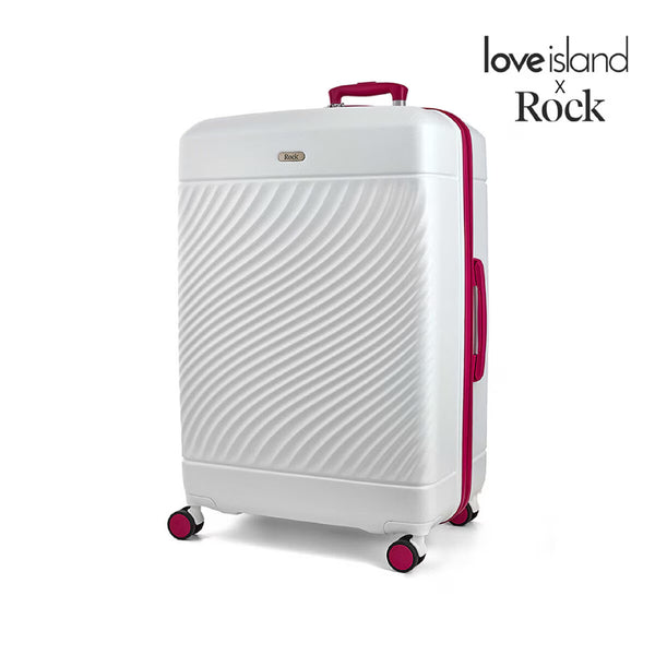 Rock Love Island Hardside Large Suitcase in White + Orange