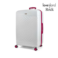 Rock Love Island Hardside Large Suitcase in White + Orange