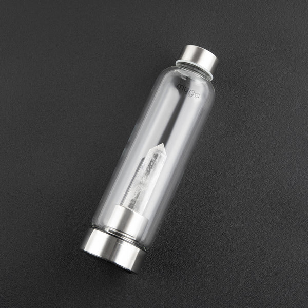 Crystal-Infused Water Bottle – 7200ml Premium Steel & Glass Hydration Bottle with Natural Healing Stones for Stress Relief, Mental Clarity & Spiritual Wellness