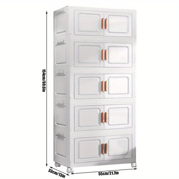 Versatile 5 Tier Storage Bins with Wheels - Durable Plastic Material - Stackable Storage Bins for Organizing Clothes, Toys, and Other Items