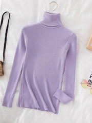 3PACKS Women Slim Fit Turtleneck Long Sleeve Top Basic Solid Color Fitted Pullover Daily Casual Fashion Outfits