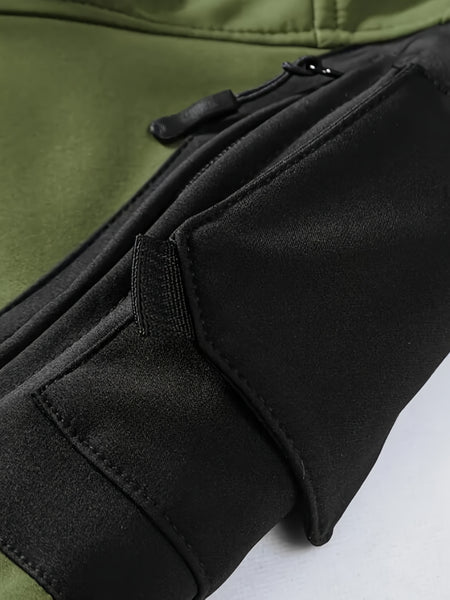 Men'S Fleece Warm Softshell Jacket Outdoor Camping Mountaineering Skiing Hiking Jacket Multi-Pocket Hooded Tactical Coat Autumn And Winter Workwear