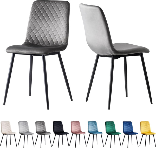 mcc direct Set of 2 Designer Velvet Chairs Fabric Dining Chairs with Metal Legs-Lexi Chairs