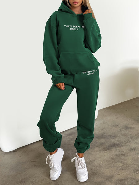 Fashionable Set of Sweatshirt And Long Pants with Letter Prints for Women
