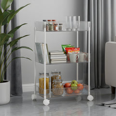2/3/4-Tier Transparent Storage Cart - Multi-Functional Rolling Organizer with Wheels | for Bathroom, Kitchen, Laundry Room | Snack & Toiletries Holder (Easy Assembly)