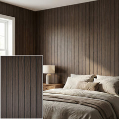 1pc 3D Imitation Wood Grain Grille Wall Panels, 300*40cm, Self-adhesive Vertical Stripe Wall Stickers, Peel and Stick, TV Background Decoration Stickers for Bedroom and Living Room, Kitchen and Bathroom Wall Renovation Stickers, Ideal for Renovating Livin