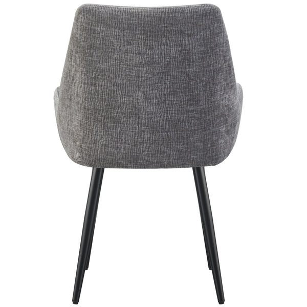 MOF Set of 4 Dining Chairs with Armrests - Mid-Century Upholstered Dining Chairs with Soft Cushioned Seat & Black Metal Legs for Dining Room, Living Room, Kitchen or Vanity Chair