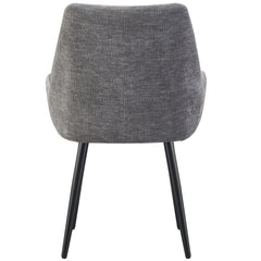 MOF Set of 4 Dining Chairs with Armrests - Mid-Century Upholstered Dining Chairs with Soft Cushioned Seat & Black Metal Legs for Dining Room, Living Room, Kitchen or Vanity Chair