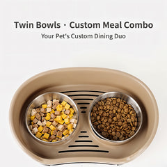 Raised Dog Bowls for Cats and Dogs, Elevated Dog Cat Food and Water Bowls Stands Feeder Dishes with 2 Stainless Steel Bowls, 2 Colours Available