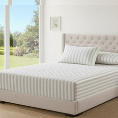 fORZA TEXTILES Luxury Stripe Fitted Sheet Soft Satin Stripe Bed Sheet with Deep Pocket Design, Strong Elasticated Corners for Secure Fit, Wrinkle Resistant and Breathable Fabric, Hotel Quality Bedding for Single Double King Super King, Multiple Colours Av