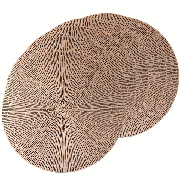 6pcs Round PVC Hollow-Out Placemats | Gold/Silver/Rose Gold | 15