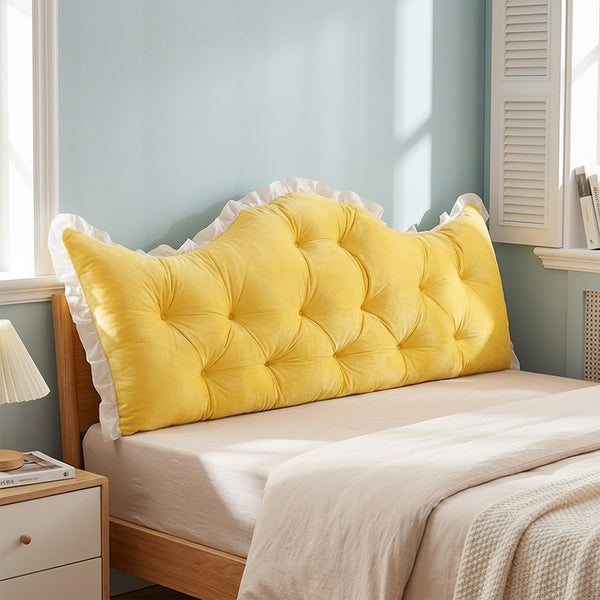 Large Ultra-Soft Comfortable Plush Backrest Pillow, Princess Style Reading Cushion, Neck and Back Support, Luxurious Fashionable Home Style Multifunctional Lace Ruffled Headboard Cushions, Suitable for Bedroom, Living Room, Dorm, Sofa Home Decor, Machine