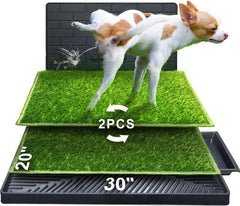Hompet Dog Toilet Indoor Puppy Training Pad, Dog Potty Pet Training Grass Mat, Removable Waste Tray for Easier Clean Up, Non-Toxic Artificial Turf, (76×51 Cm)