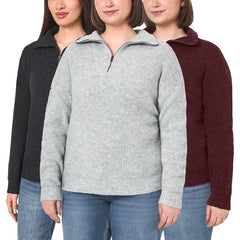 Modern Ambition Ladies 1/4 Zip Sweater in Burgundy
