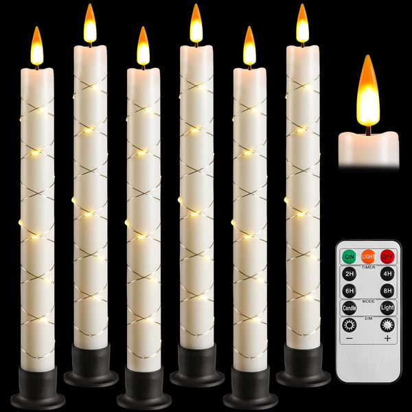 Da by 3 Flameless Window Candles with Remote Control & Timer, Battery Powered Surround Fairy Lamp, 9.6
