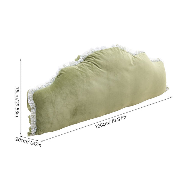 Nordic Princess-style Bedside Cushion Pillow | Soft Padded, Tatami Waist-support, Green/White, Polyester, 180*20*75cm, Zipper Closure, Hand Wash Only