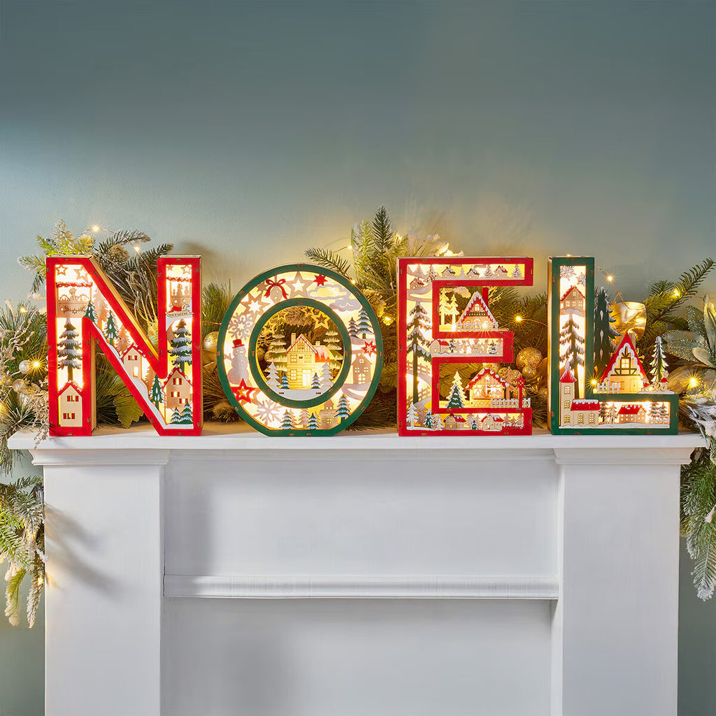 NOEL Light up Wooden Letters- Set of 4