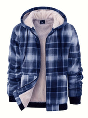 Men'S Heavyweight Fleece Hoodies Jacket - Full Zip Up Thick Sherpa Lined Flannel Plaid Shirt Jacket