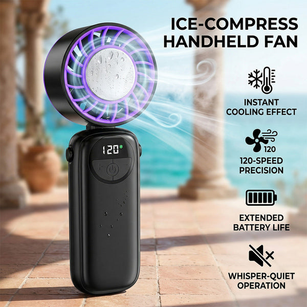 2-in-1 High-Speed Cooling Fan: Built-in Gel Ice Pack for summer, Perfect for Office, Travel & Outdoors