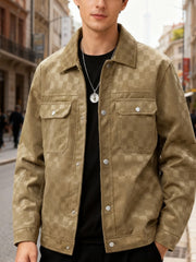 Men's Collared Shirt Thin Jacket Coat Casual Versatile Trendy High-End Workwear Top Checkered Spring/Autumn Shirt Jacket No Lining