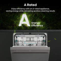 Hisense HS673A90XUK, 16 Place Settings Dishwasher, a Rated in Silver