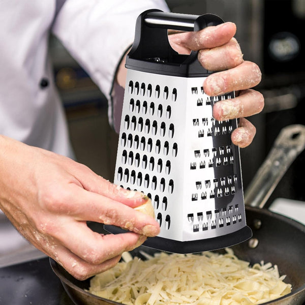 Envenzo Grater with Integrated Container 4-Sided Stainless Steel Graters for Parmesan Cheese, Lemon, Vegetables for Kitchen