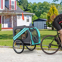 Pawhut Pet Bicycle Trailer Dog Cat Bike Carrier Water Resistant Green Outdoor