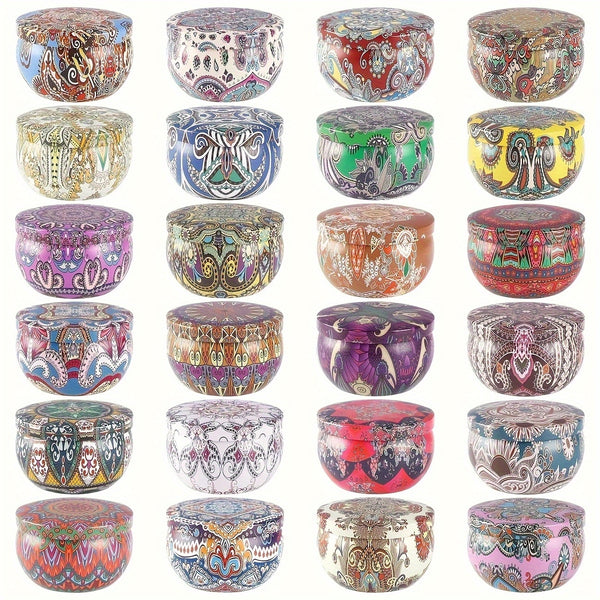 24pcs Of Scented Candles, No Dripping Or Leakage, with Ethnic Elements And, Creating A Romantic And Dreamy Atmosphere, Suitable for Weddings, Birthday Parties, Yoga, Father'S Day Gifts And As Gifts for Relatives And Friends