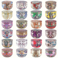 24pcs Of Scented Candles, No Dripping Or Leakage, with Ethnic Elements And, Creating A Romantic And Dreamy Atmosphere, Suitable for Weddings, Birthday Parties, Yoga, Father'S Day Gifts And As Gifts for Relatives And Friends