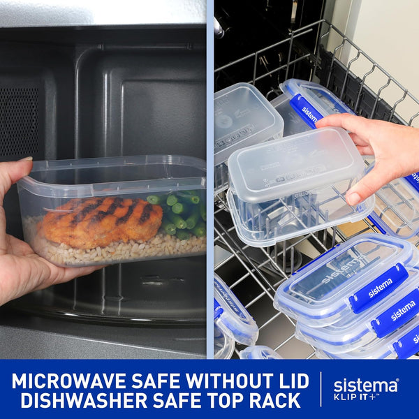 Sistema KLIP IT plus Leakproof Food Storage Containers | 1 L | Airtight, Stackable & Nestable Meal Prep Containers with Lids | School Lunch Boxes | 3 Count