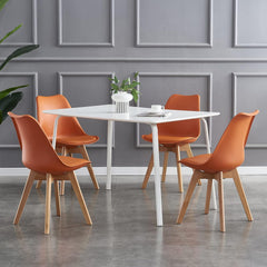mcc direct Set of 4 Dining Chairs Wooden Legs Soft Cushion Pad Stylish DELUXE Retro Lounge Dining Office EVA