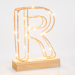 Light Up Letter | LED Alphabet Wire Frame Letter Lights | Rose Gold Copper Initials | Personalised Lighting | Battery Powered | For The Office Living Room Bedroom | Gift For Her