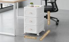 Mobile Storage Cabinet with Drawers, Slim Rolling Storage Unit for Bathroom, Bedroom, Living Room, Freestanding Organiser for Toiletries, Cosmetics & Household Items, 3/4 Layers Storage Cabinet