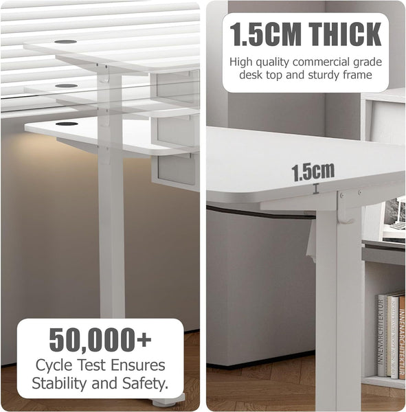 Electric Standing Desk, Sit Stand Table, Height Adjustable Electric Standing Computer Desk with USB Charging Port and Desk Drawer for Home Office