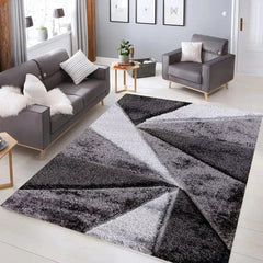Luxury Soft Shaggy Area Rug – Modern Non-Shedding Geometric Triangles Design, High-Pile Plush Living Room Carpets, Large Thick Rug for Bedroom, Kitchen, Lounge & Home Décor – Contemporary Floor Rug & Mats