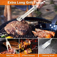 13pcs Stainless Steel Barbecue Cutlery Professional Grill Cutlery In Carry Bag BBQ Grill Tool GrillTools, Portable, Essential Tools for Outdoor Camping Picnic And Barbecue, Meet Your Outdoor Barbecue Needs, Christmas Halloween Gift