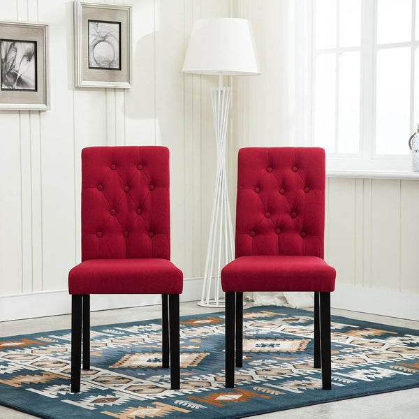mcc direct Set of 2 Lined Fabric Dining Chairs With Solid Wooden Legs For Home & Commercial Restaurants