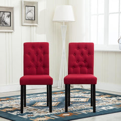 mcc direct Set of 2 Lined Fabric Dining Chairs With Solid Wooden Legs For Home & Commercial Restaurants