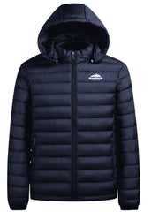 Men's winter Windproof warm Jacket hooded and detachable casual jacket, Men's Fashionable Quilted, Machine Washable - Heavy-Duty Cold Weather Coat, Men's Winter Outdoor Activities Slightly High Quality Jacket High Quality Business Black Jacket.