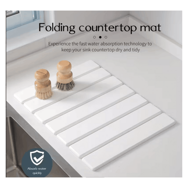 Stone Kitchen Countertop Drain Mat, Foldable Diatomaceous Earth Dish Drain Mat, Suitable for Bowls, Plates, And Cups, 40 X 30 Cm