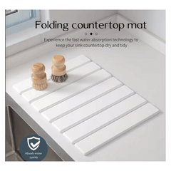 Stone Kitchen Countertop Drain Mat, Foldable Diatomaceous Earth Dish Drain Mat, Suitable for Bowls, Plates, And Cups, 40 X 30 Cm