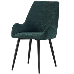MOF Set of 4 Dining Chairs with Armrests - Mid-Century Upholstered Dining Chairs with Soft Cushioned Seat & Black Metal Legs for Dining Room, Living Room, Kitchen or Vanity Chair