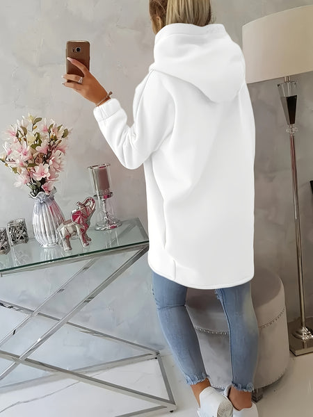 Women'S Hooded Jacket - Long Sleeve Coat with Front Zipper Closure, Lightweight Outerwear for Everyday & Formal Outfits - Spring/Fall Transitional Layering Piece, Spring Fall Clothing, Casual Style, Durable Fabric, Office Wear