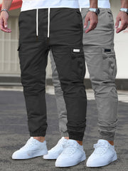 2pcs Men's Cargo Pants - Multifunctional Pockets, Adjustable Drawstring, Suitable for Everyday Casual and Formal Wear in All Seasons - Great Birthday/Christmas Gift - Machine Washable and Durable, a Must-have for Outdoor Enthusiasts