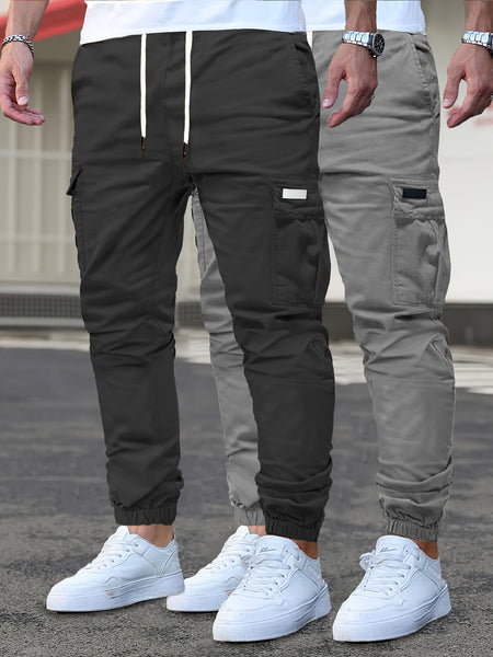 2pcs Men's Cargo Pants - Multifunctional Pockets, Adjustable Drawstring, Suitable for Everyday Casual and Formal Wear in All Seasons - Great Birthday/Christmas Gift - Machine Washable and Durable, a Must-have for Outdoor Enthusiasts