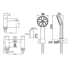 Methven Amio Bath and Shower Mixer
